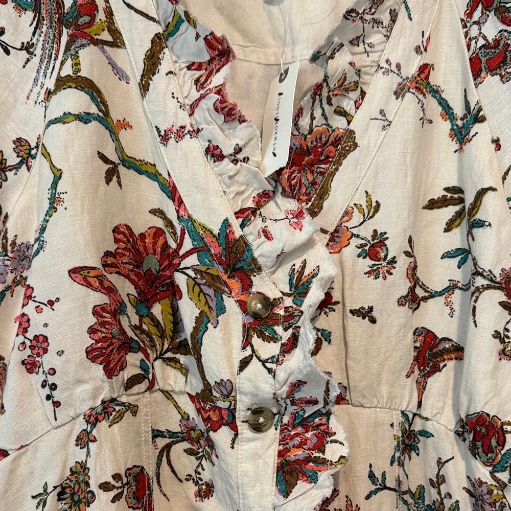 Anthropologie Cream Floral Midi Dress - Picture 12 of 14